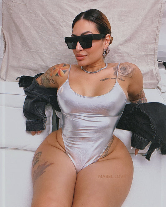 Metallic Silver One Piece Swimsuit - Glam Poolside Style