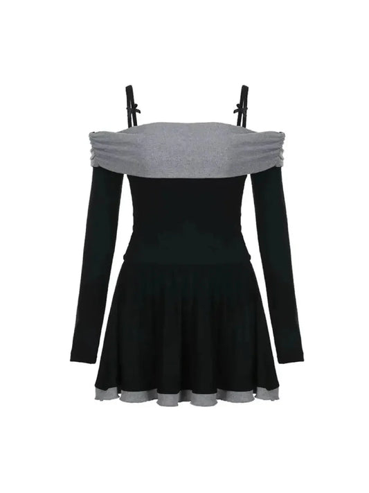 'Begin Again' Holiday Ribbon Cami Off Shoulder Christmas Dress