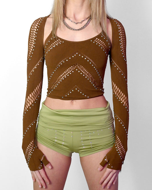 Brown Halter Bolero Set