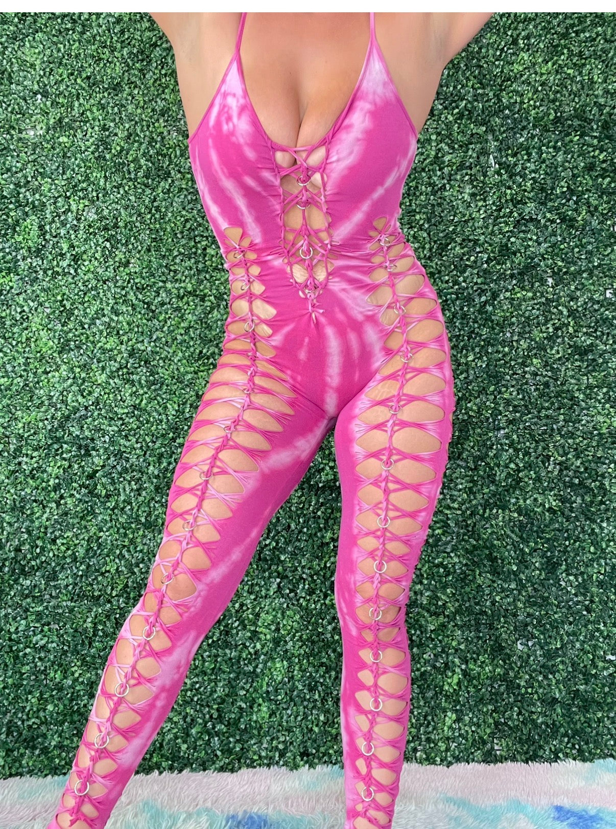 Pink Tiedye Weaved Jumpsuit