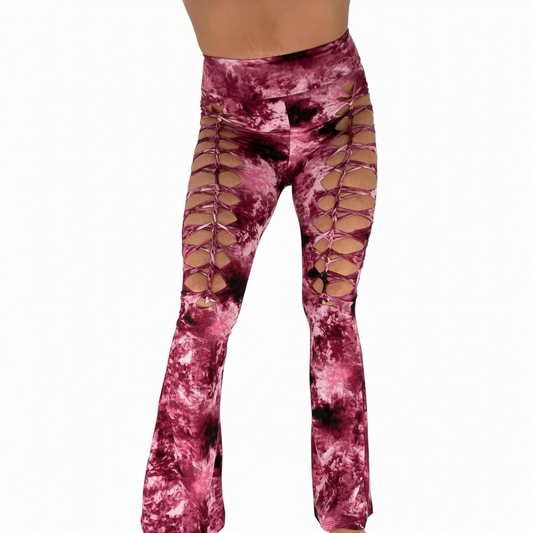 Red Tiedye Weaved Flares