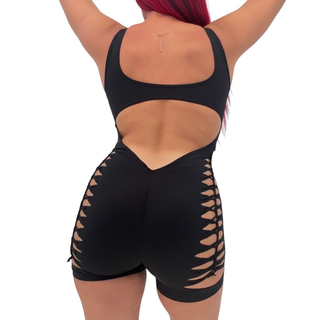 Open Back Weaved Romper
