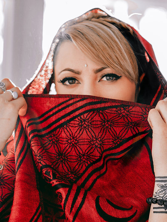 MANTRA • CRIMSON • Reversible Festival Shawl/Scarf