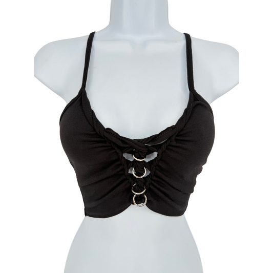 Black Weaved Crop Top