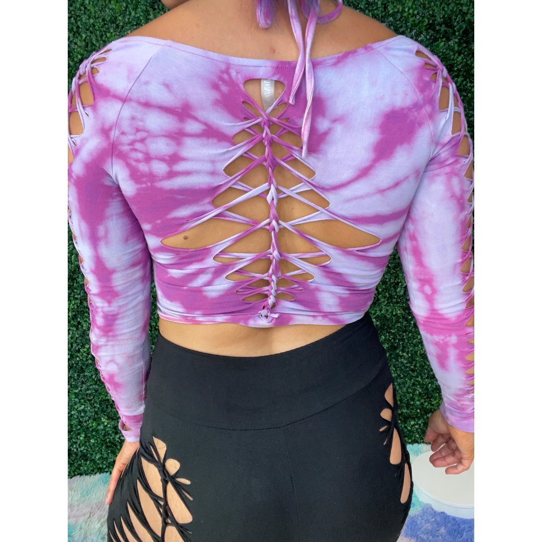 Pink Tiedye Halter Longsleeve