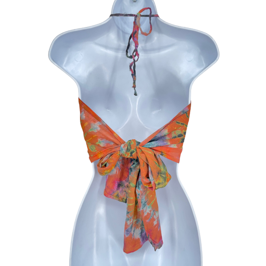 Orange Tiedye Triangle Halter Top