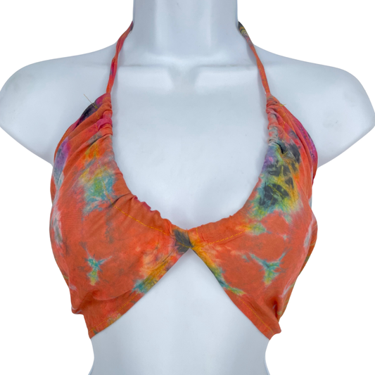 Orange Tiedye Triangle Halter Top