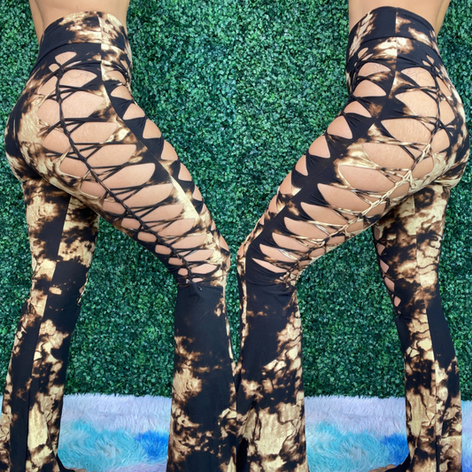 Black Tiedye Weaved Flares