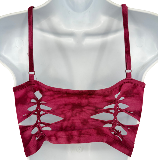 Magenta Weaved Crop Top with Rings