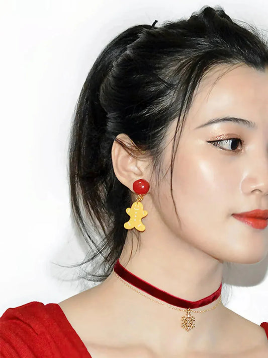 'Christmas Ready' Kawaii Holiday Christmas Tree Ginger Man Earrings