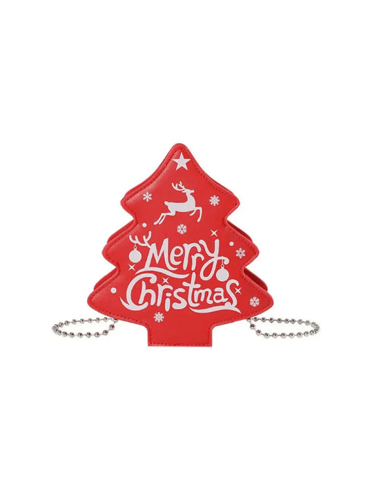 'Merry Christmas' Holiday Christmas Tree Shape Mini Crossbody Bag