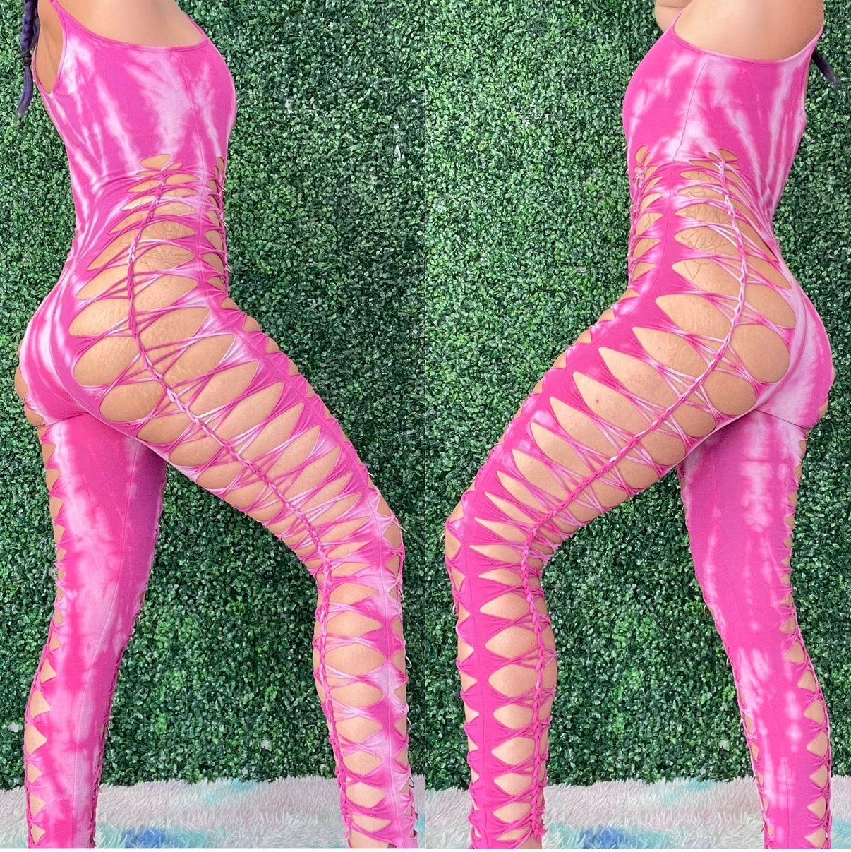 Pink Tiedye Weaved Jumpsuit
