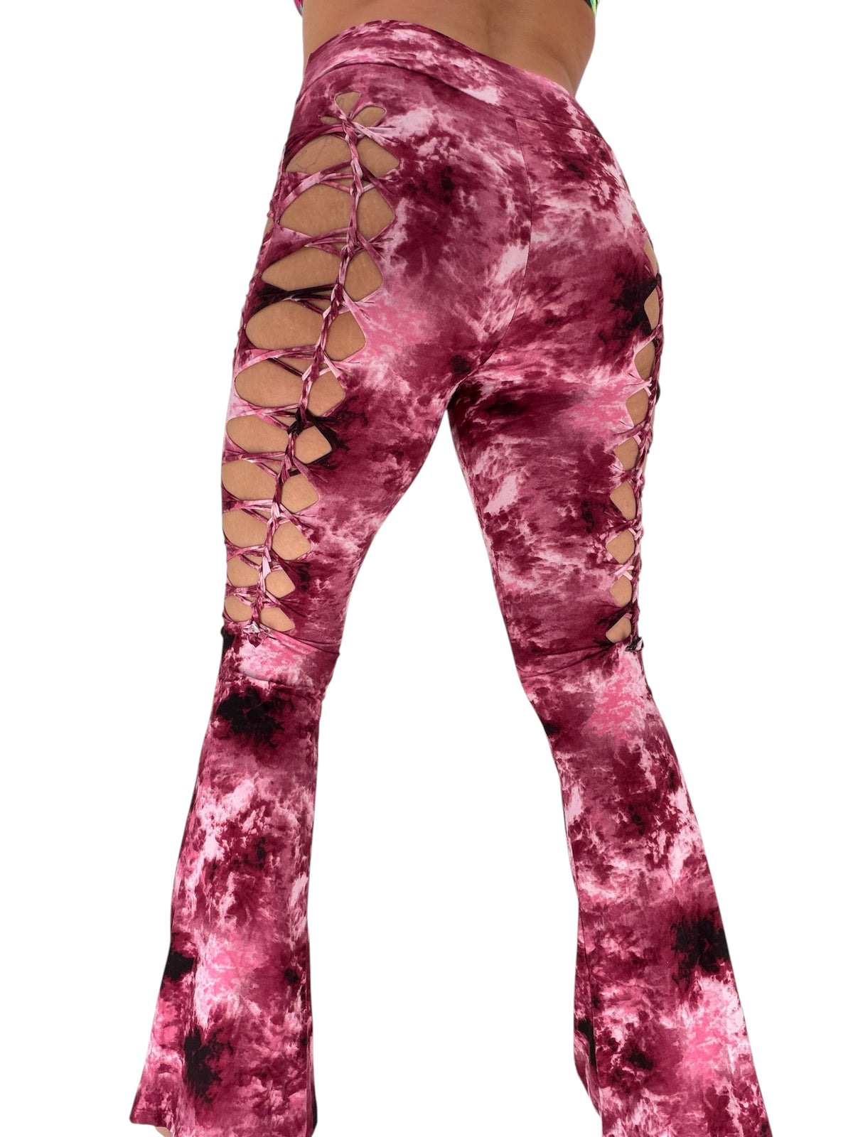 Red Tiedye Weaved Flares