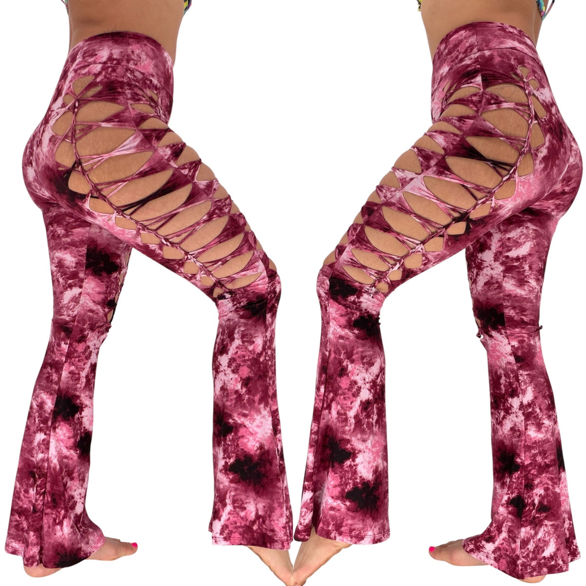 Red Tiedye Weaved Flares