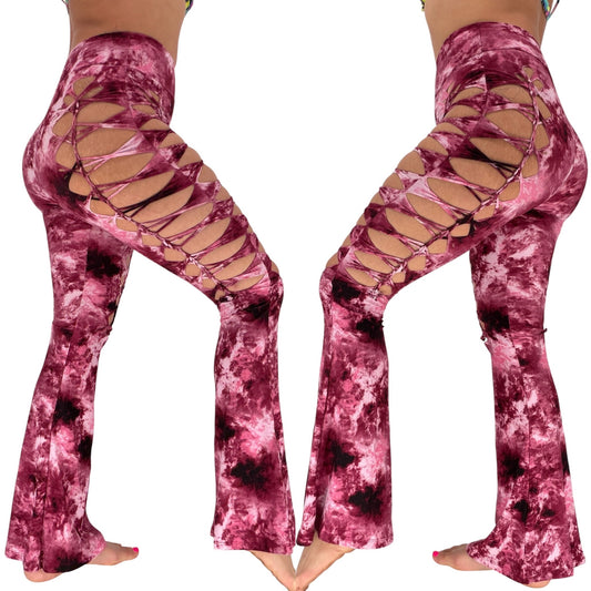 Red Tiedye Weaved Flares