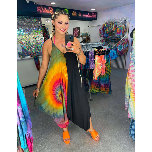 Half Rainbow Harem Jumpsuit