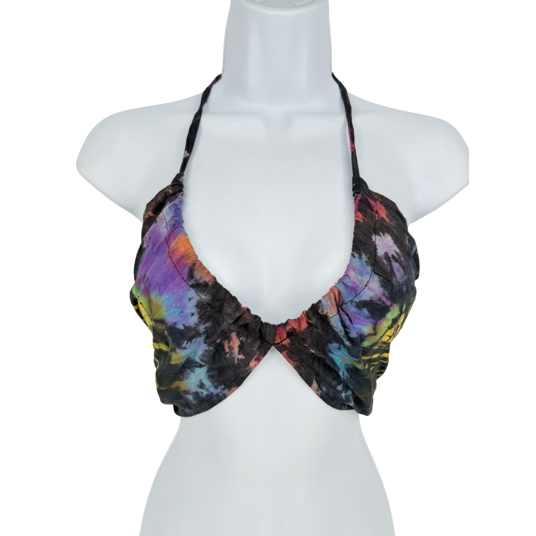 Black Rainbow Tiedye  Halter Top