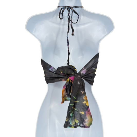 Black Rainbow Tiedye  Halter Top