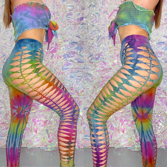 Rainbow weaved leggings