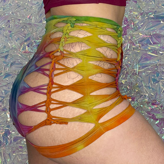 Rainbow Tiedye Weaved Shorts