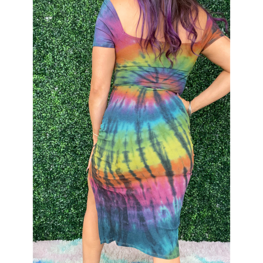 Rainbow Tiedye Cross Over Dress