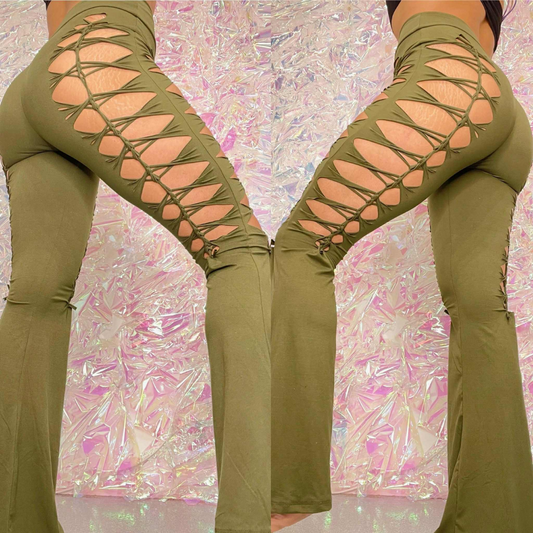 Olive Weaved Flares