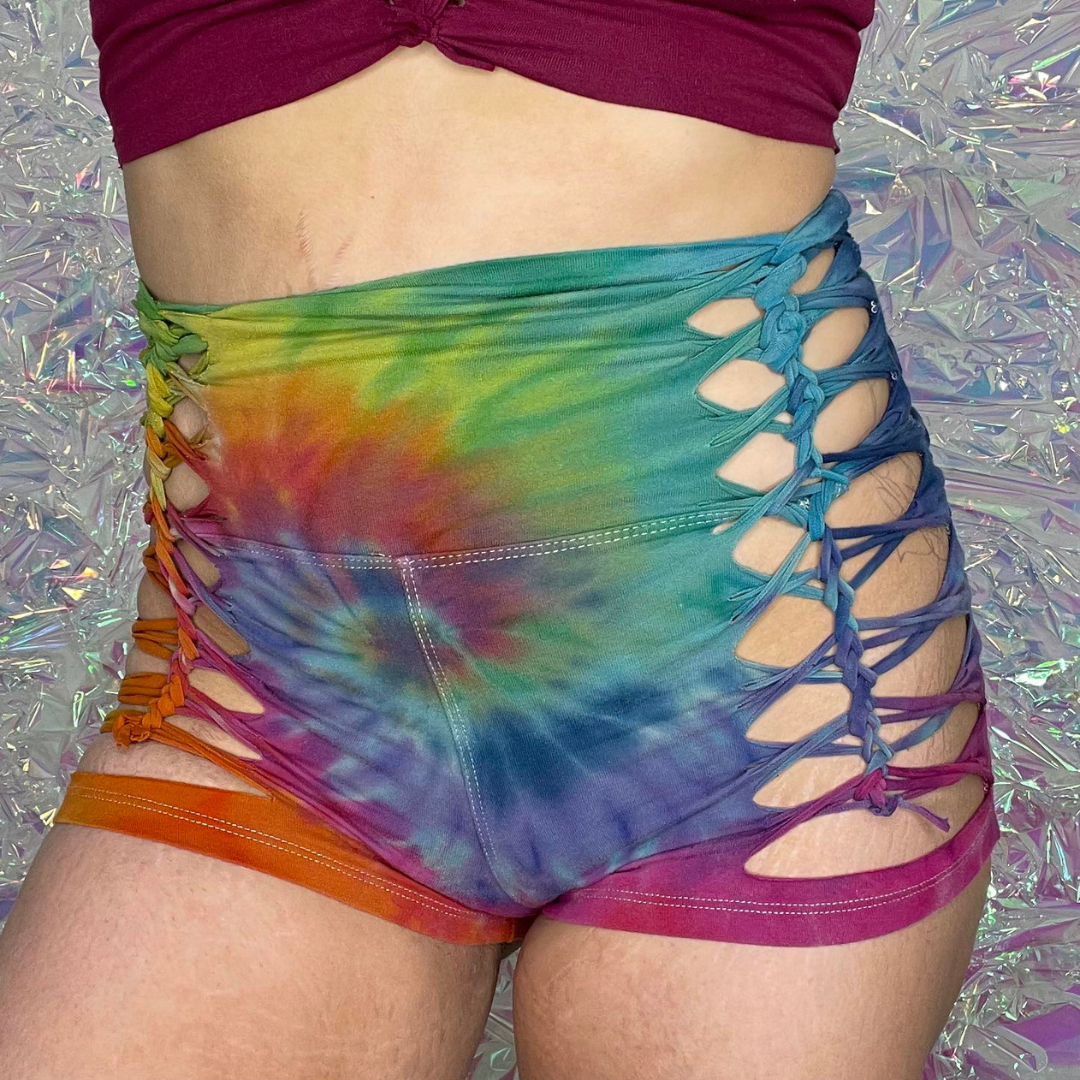 Rainbow Tiedye Weaved Shorts