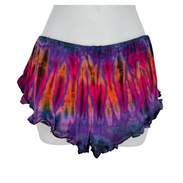 Purple Tiedye Ruffle Shorts