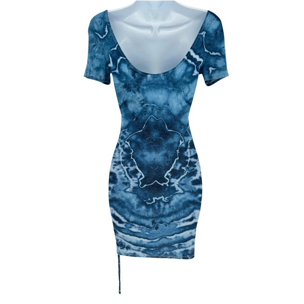 Blue Tiedye Ribbed Dress