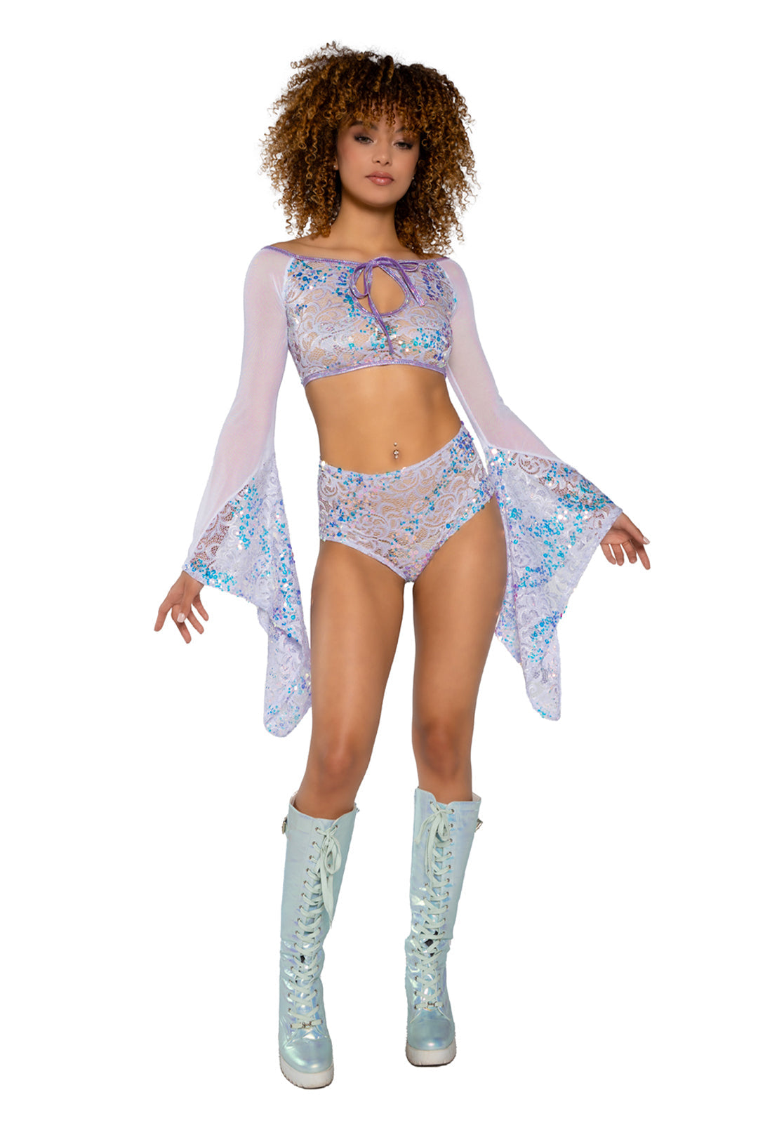Sequin Lace High-Waist Short